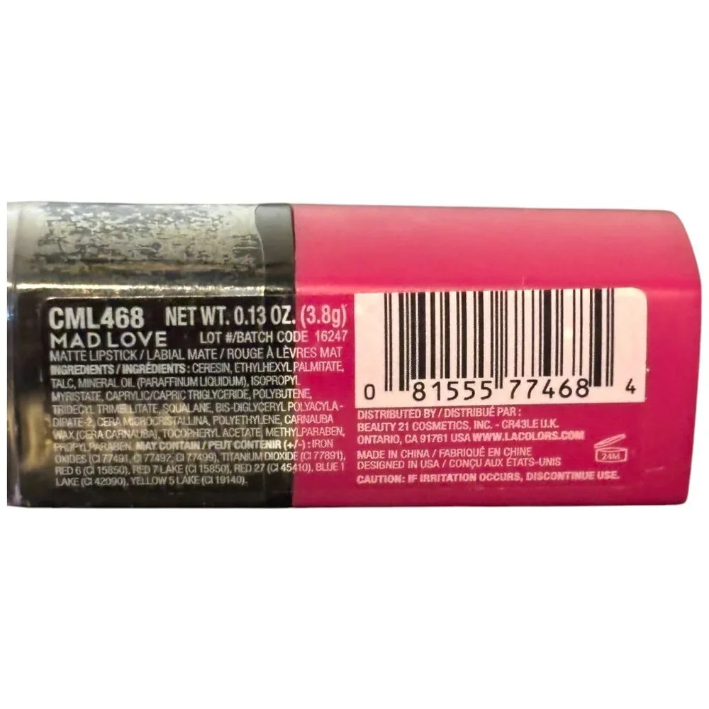 L.A. Colors Matte Lipstick‎ CML468 Mad Love Sealed- NWOB